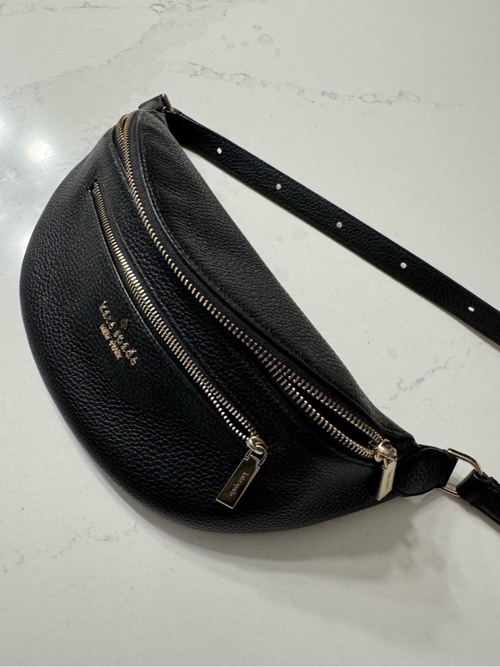 *Like New* Kate Spade Leila Black Pebble Leather Fanny Hip Belt Waist Bag - Picture 3 of 14